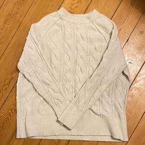 Aerie Cable-Knit Crewneck Sweater - Cream Speckle